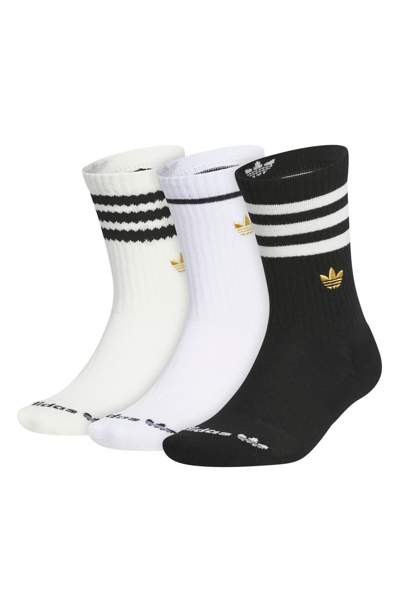 adidas Assorted 3-Pack Originals Limited Performance Crew Socks, Main, color, Off White/ Gold / Black