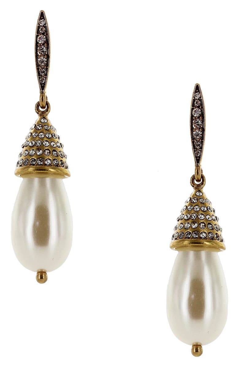 OLIVIA WELLES Thea Pavé Crystal & Faux Pearl Drop Earrings, Main, color, 