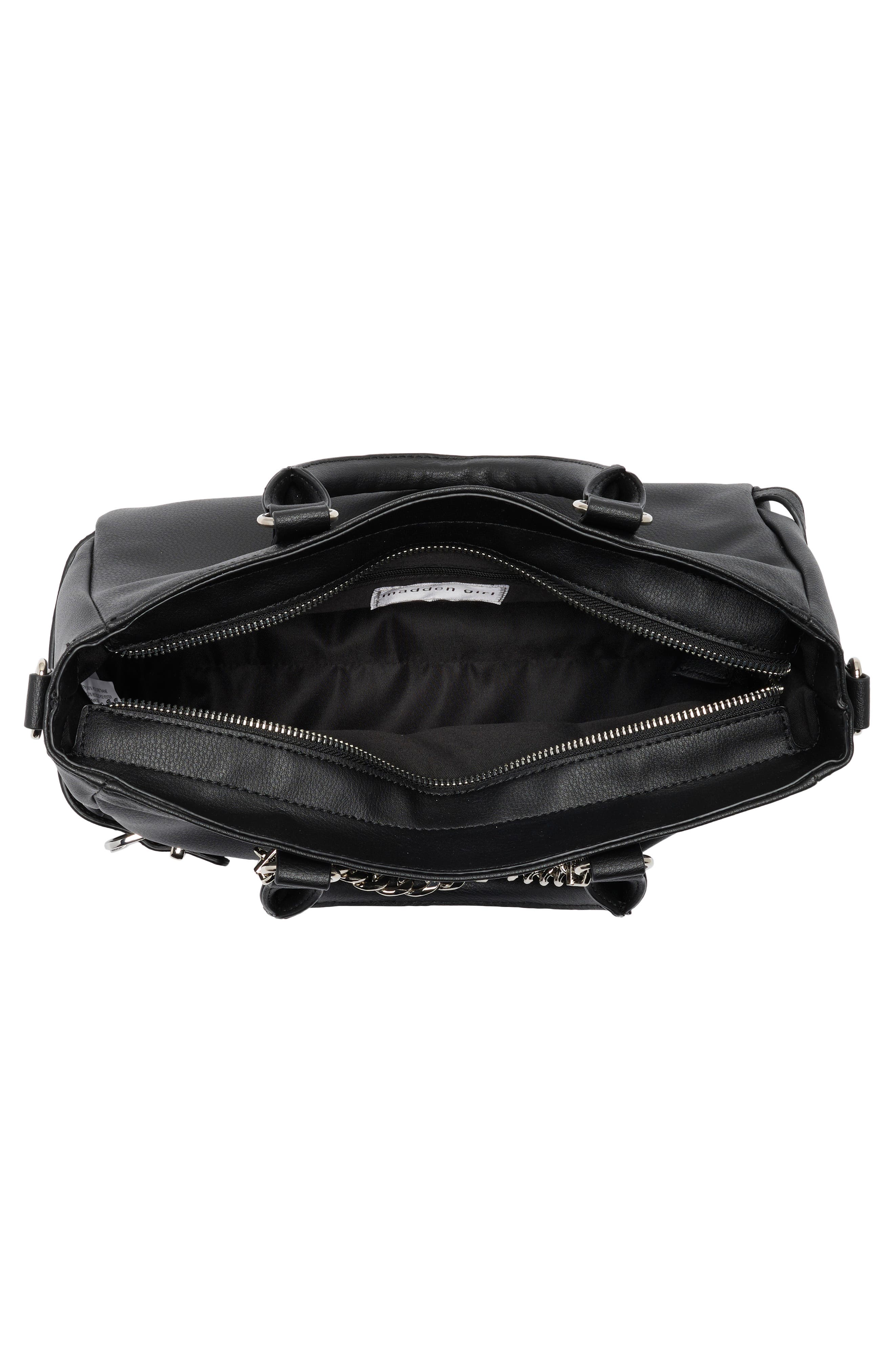 Madden Girl Faux Leather Satchel Bag, Alternate, color, Black