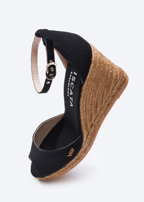 Viscata Aiguafreda Canvas Espadrille Sandal Wedges In Black