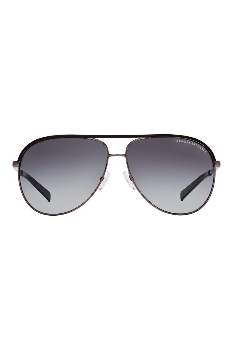 61mm Gradient Aviator Sunglasses, Main, color, GUNMETAL BLACK