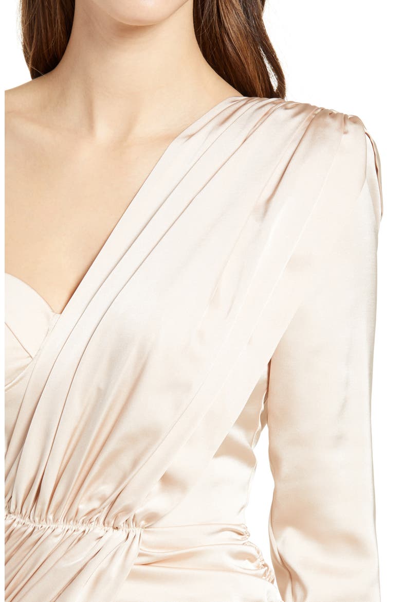 Asymmetrical One-Shoulder Draped Minidress, Alternate, color, CHAMPAGNE
