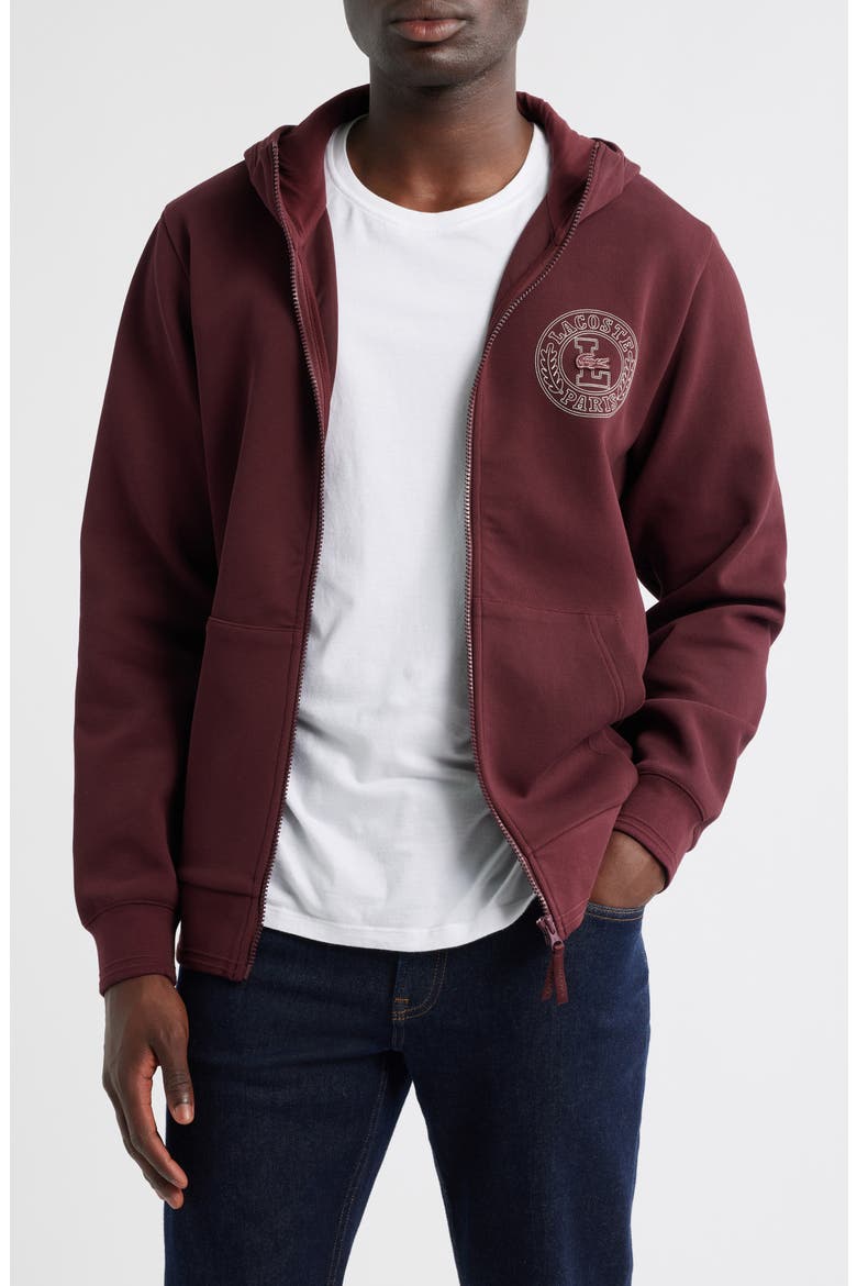 Croc Logo Patch Double Face Zip Hoodie, Main, color, ESPRESSO