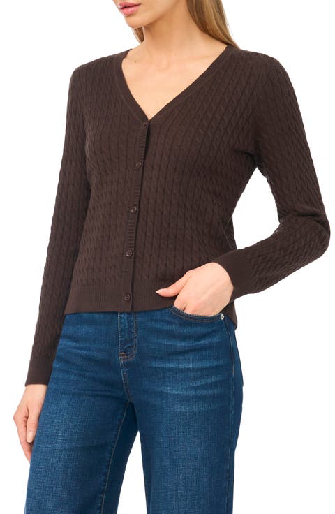 Cable Stitch V-Neck Cardigan