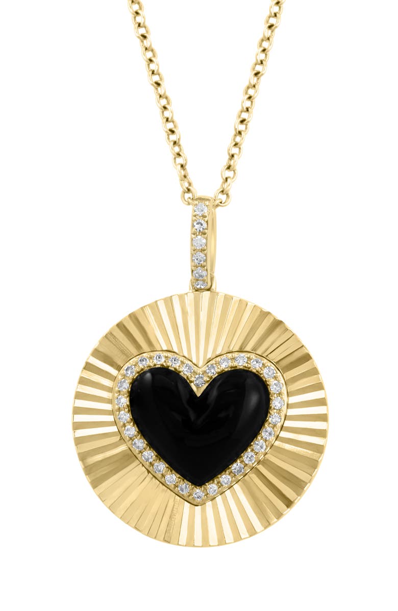 EFFY Onyx & Diamond Heart Burst Pendant Necklace, Alternate, color, 
