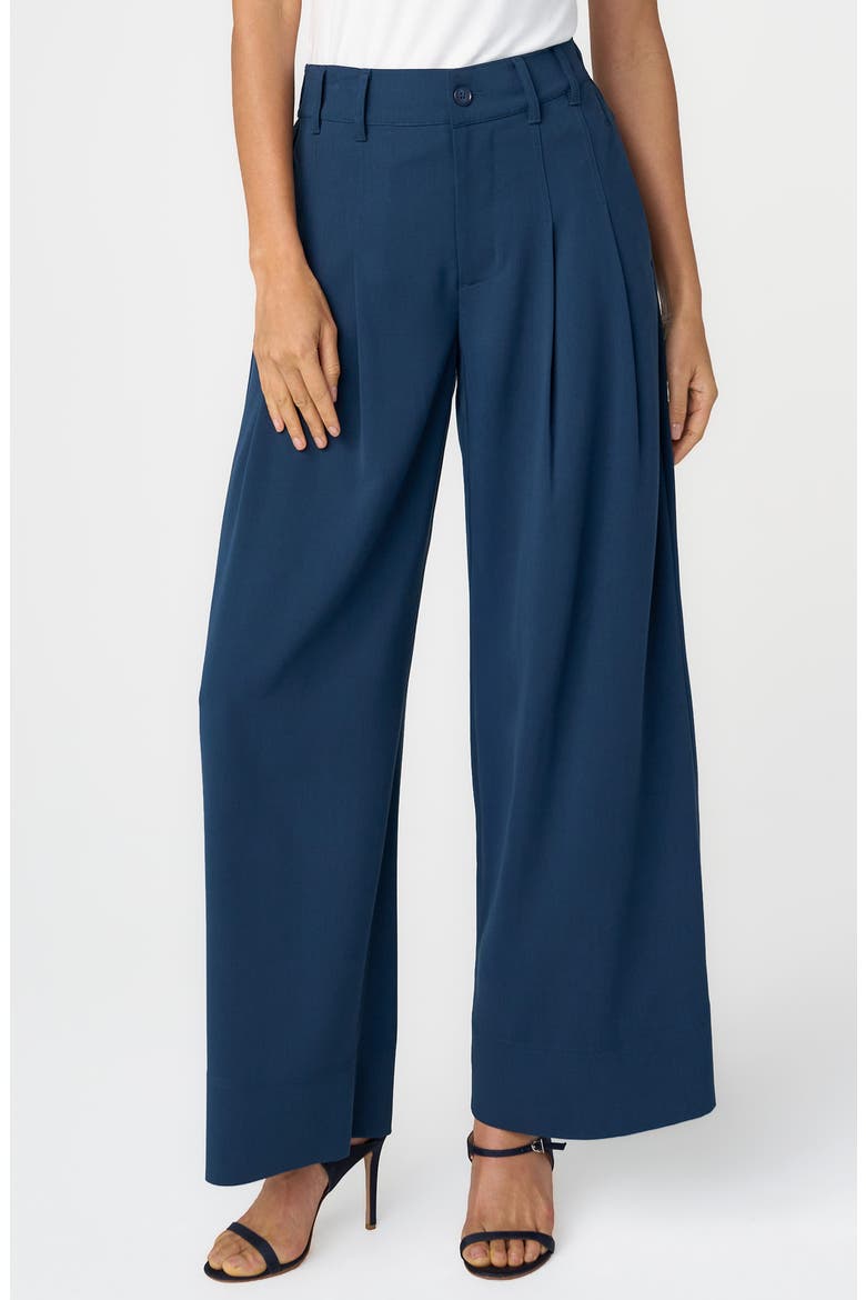 Pleated Wide Leg Ankle Pants, Main, color, OXFORD NAVY