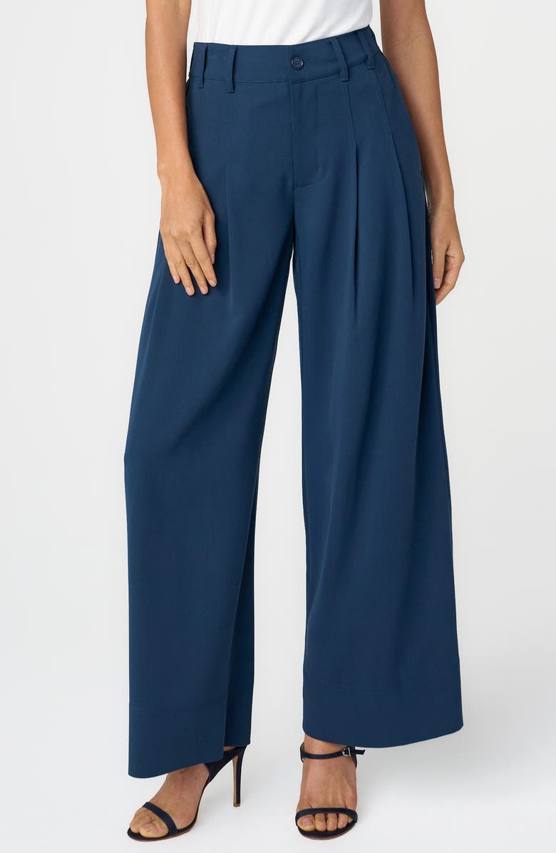 Liverpool Los Angeles Pleated Wide Leg Ankle Pants, Main, color, Oxford Navy