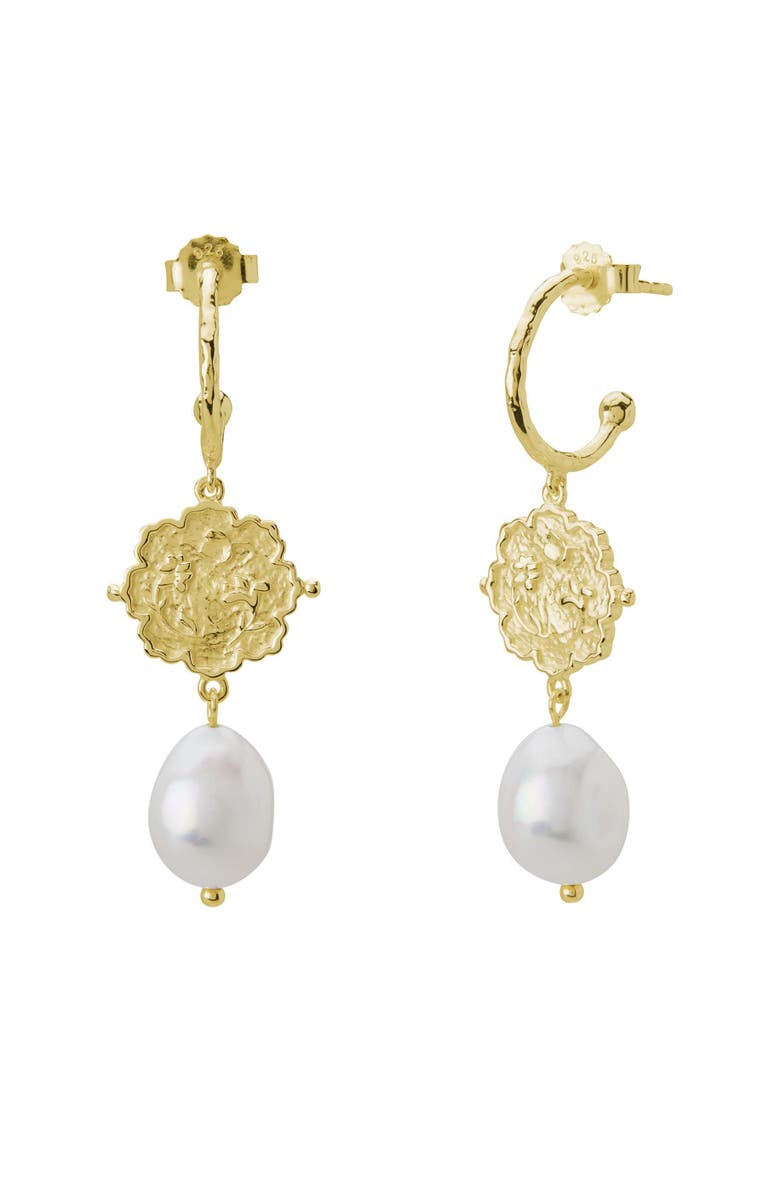Murkani Loved Always Pearl Earrings, Main, color, Yellow Gold