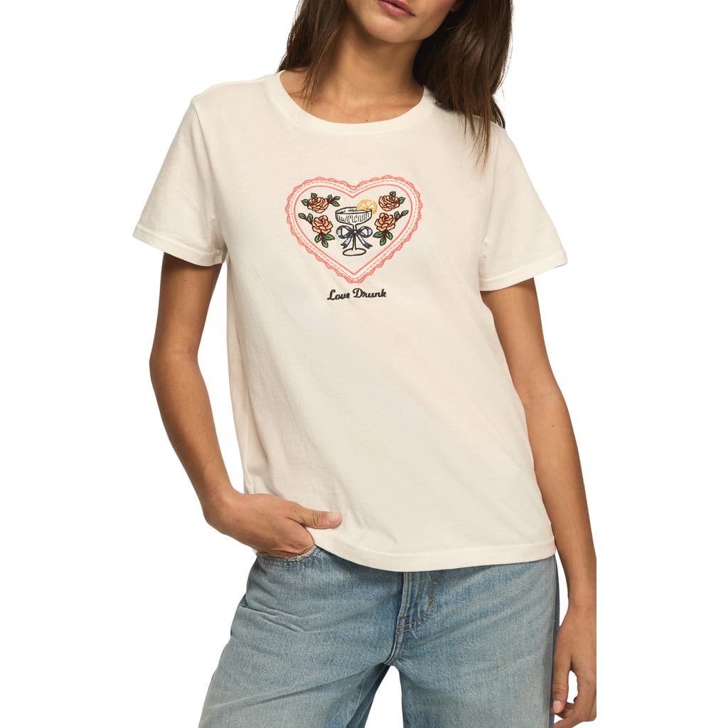 Lucky Brand Love Drunk Embroidered T-Shirt in Bright White at Nordstrom, Size Small