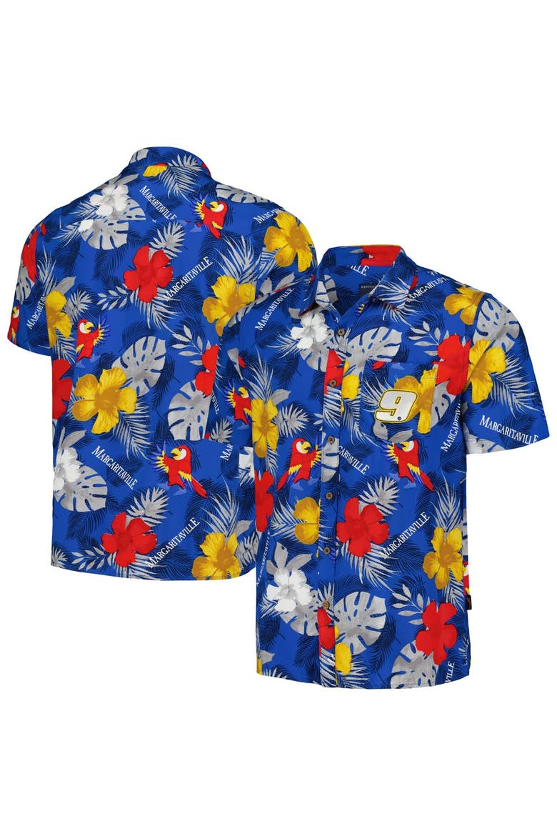 Men's Margaritaville Royal Chase Elliott Island Life Floral Party Full-Button Shirt, Alternate, color, Royal