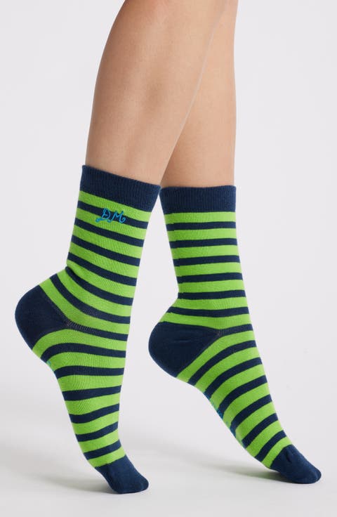 2-Pack Stripe Organic Cotton Blend Crew Socks