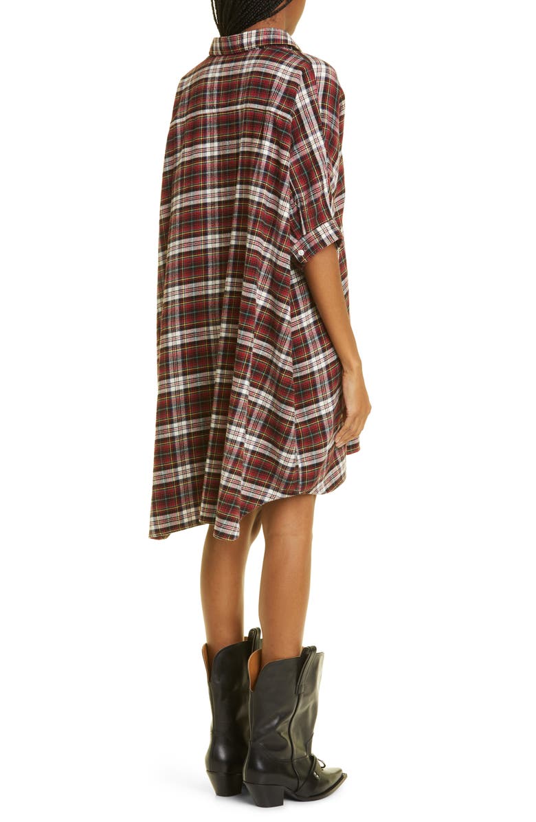 R13 Plaid Oversize Boxy Cotton Flannel Shirtdress, Alternate, color,