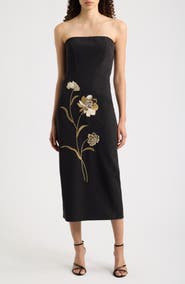 Sam Edelman Embroidered Placed Floral Strapless Dress