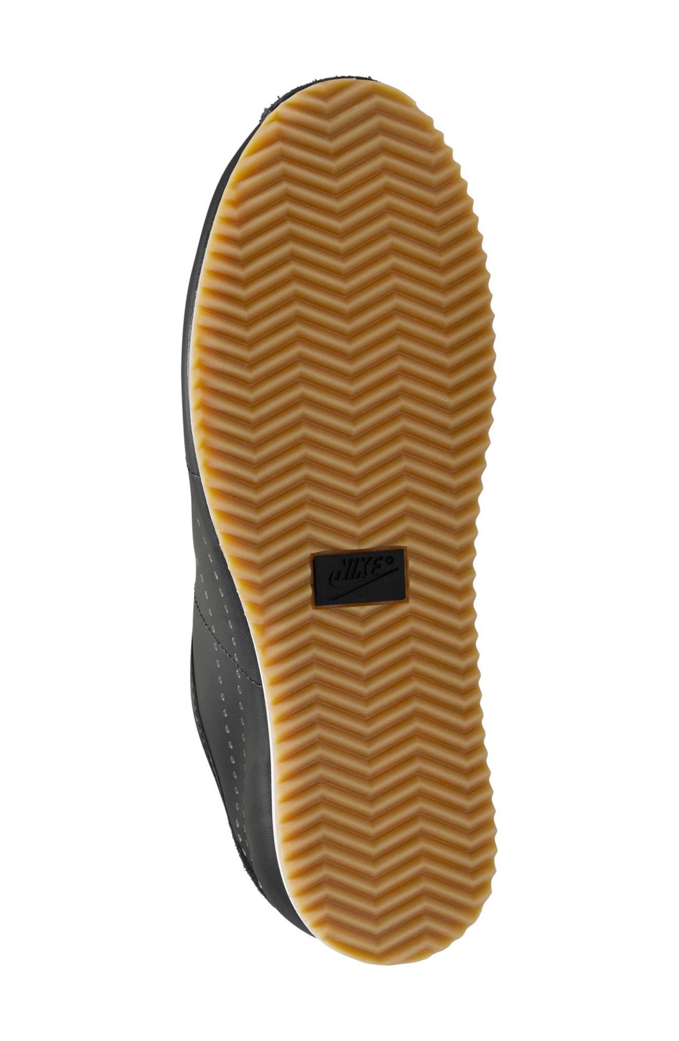 Nike Cortez Leather Sneaker, Alternate, color, Black/ White/ Gum Light Brown