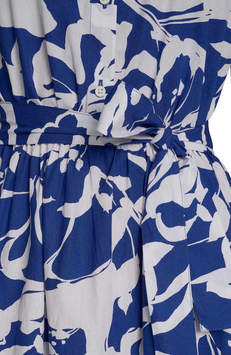 DKNY Floral Elbow Sleeve Cotton Midi Shirtdress, Alternate, color, Avp:atlntc Bl/Ivory