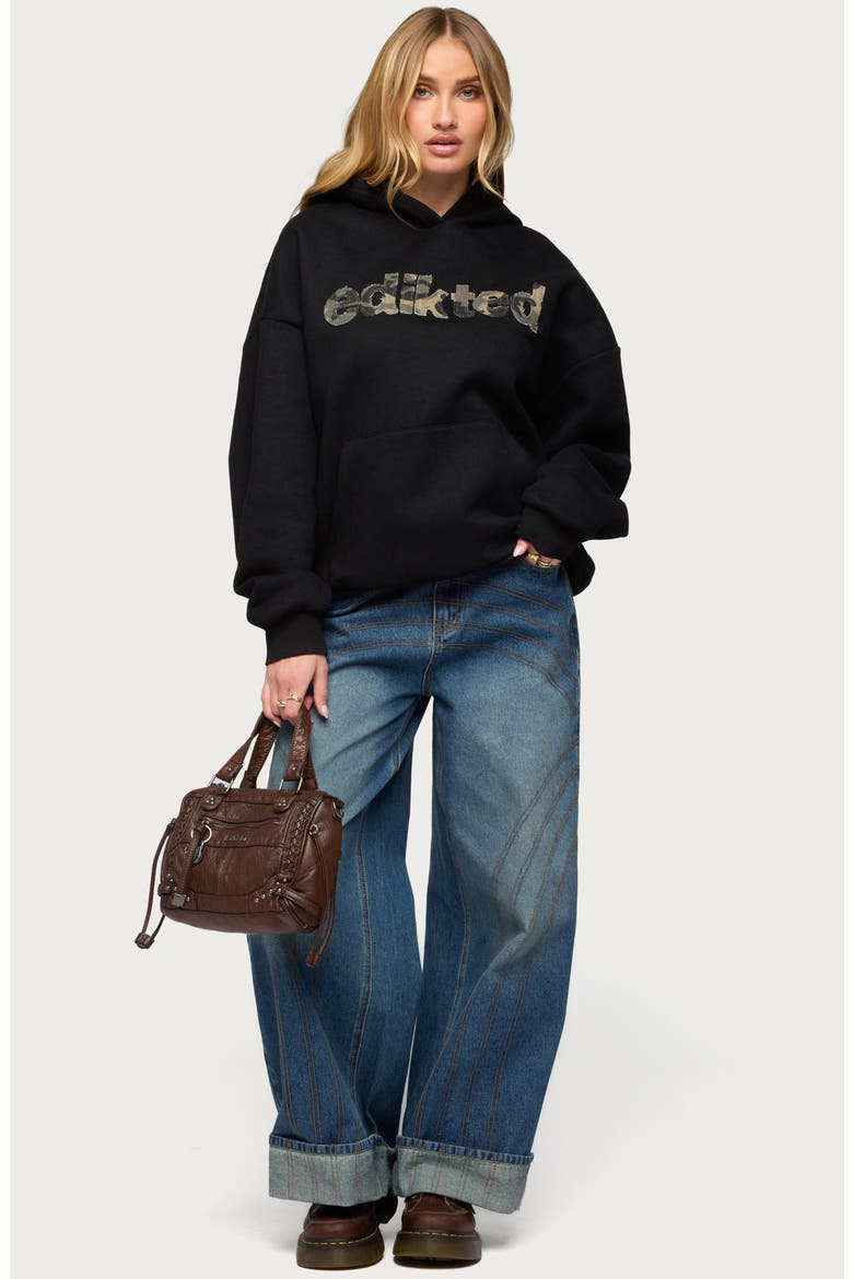 Camo Cutie Oversize Hoodie, Alternate, color, BLACK