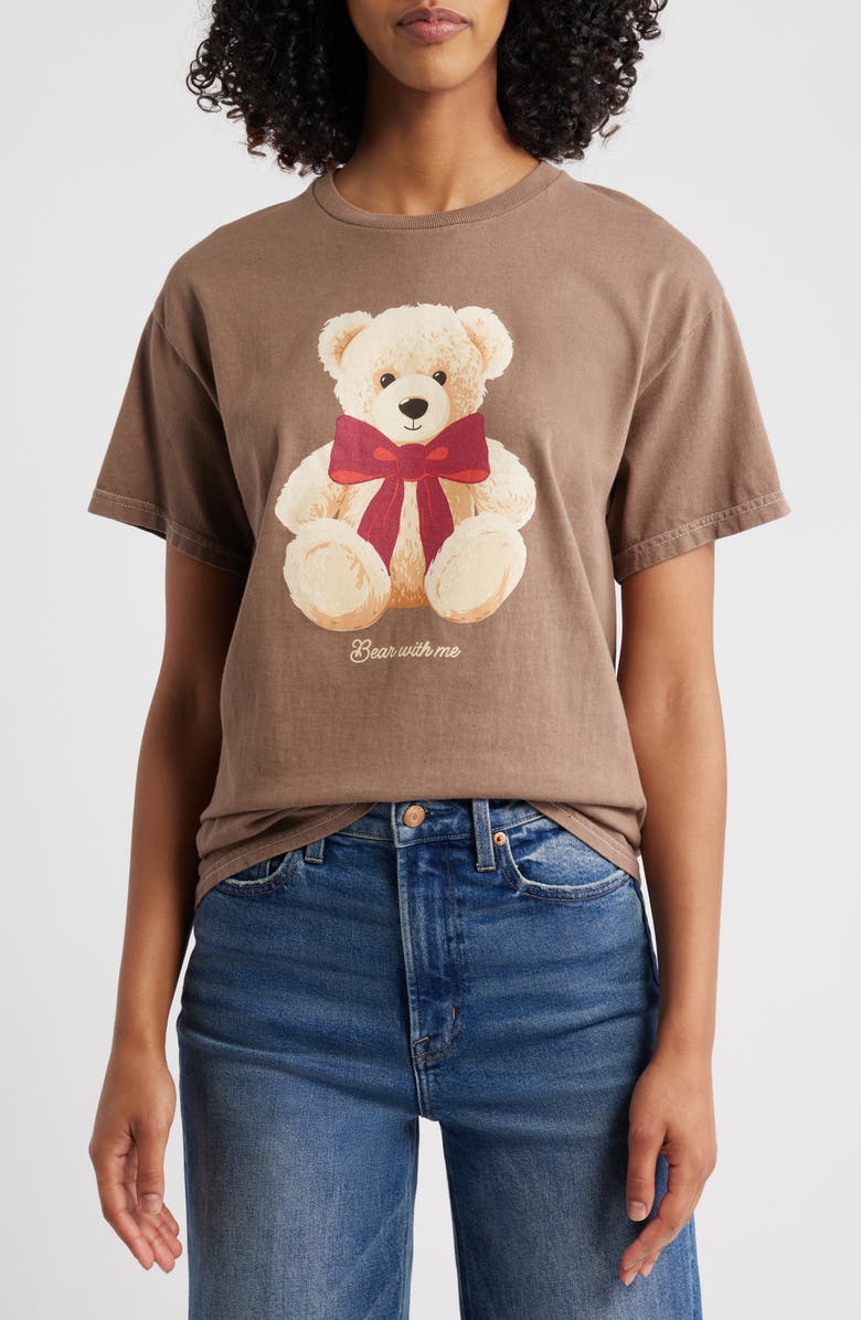 Vinyl Icons Bow Tie Bear Cotton Graphic T-Shirt, Main, color, Brown