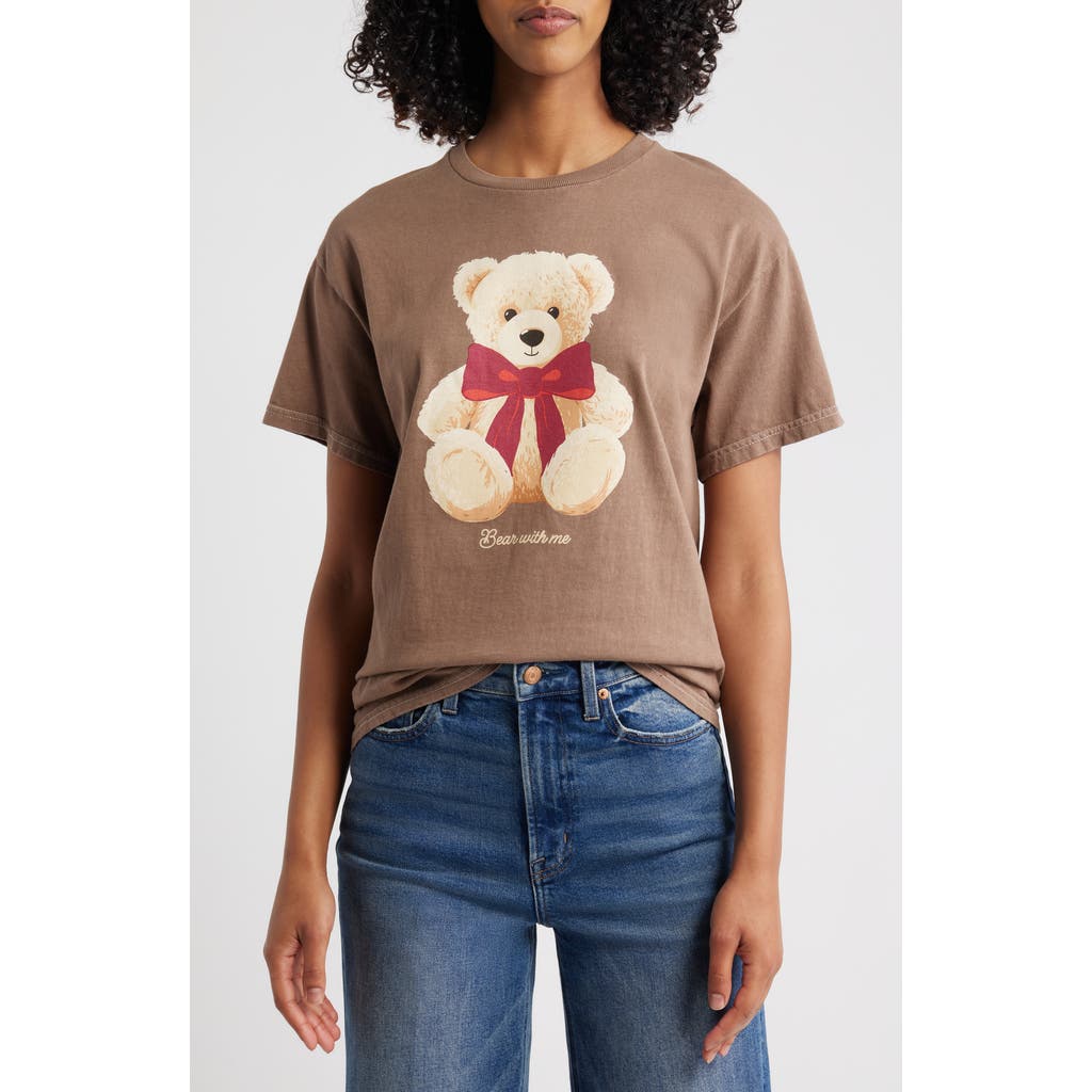 Vinyl Icons Bow Tie Bear Cotton Graphic T-shirt In Brown