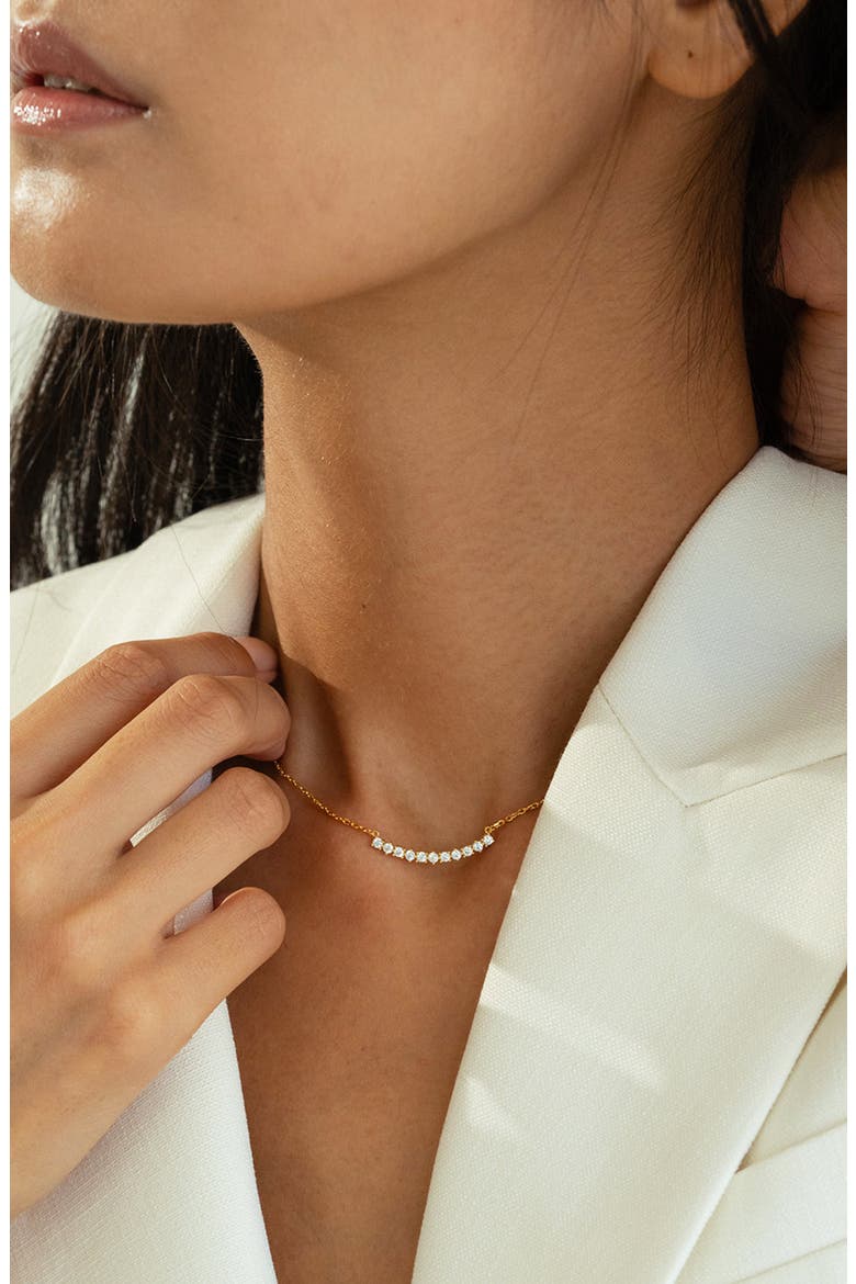 Sterling Silver 18k Gold Plated Josephine Tennis Necklace & Earrings Set Minimalist, Alternate, color, Gold