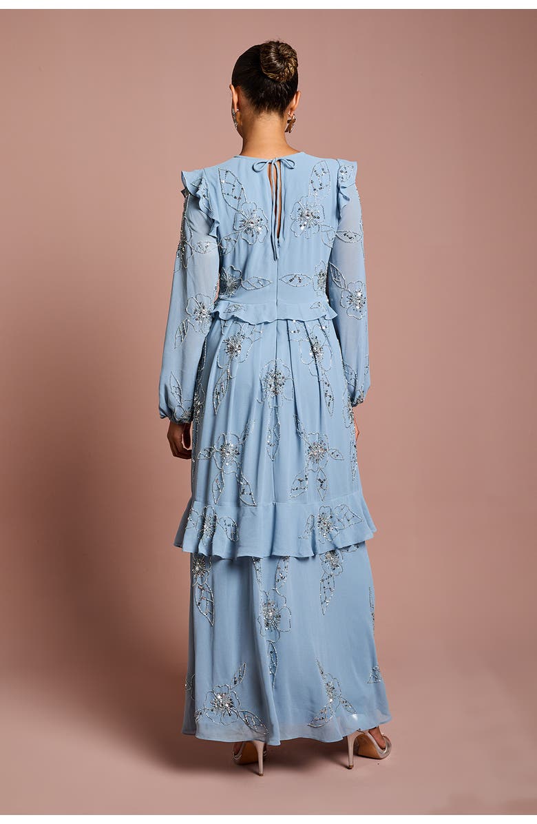 Coast Embellished Flower Georgette Midi Dress, Alternate, color, Dusty Blue