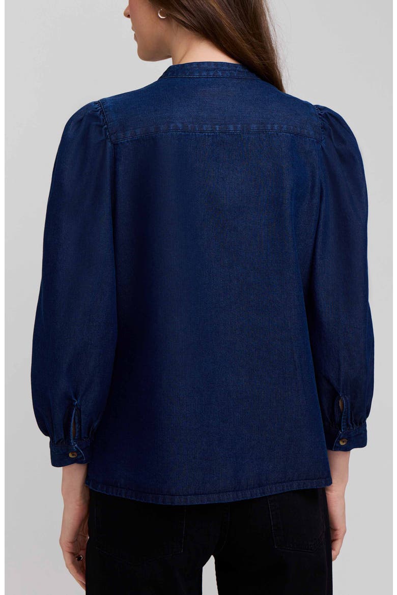 Helsa Puff Sleeve Denim Shirt, Alternate, color, DARK WASH BLUE