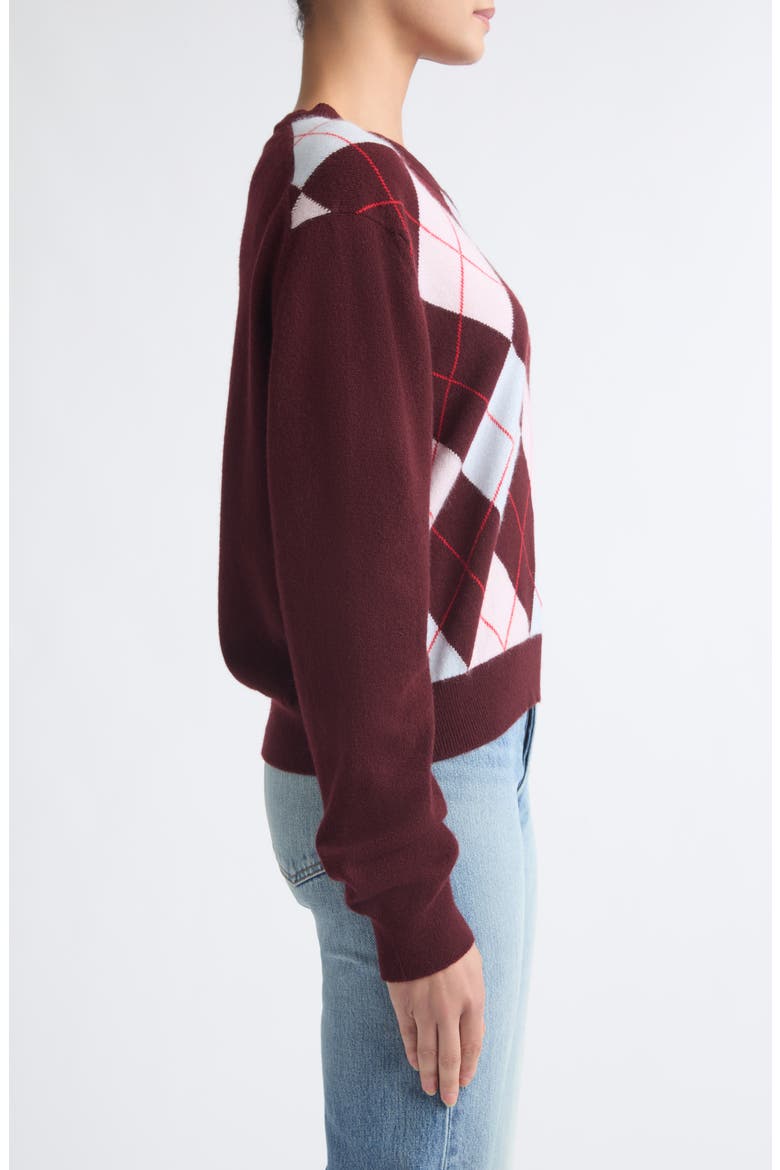 The Academy Argyle Cashmere Sweater, Alternate, color, BURGUNDY/ PINK