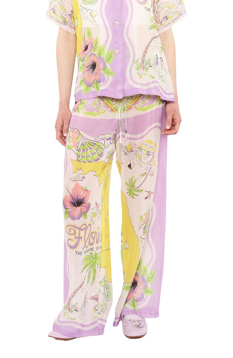 Anna Sui Florida Silk Voile Pajama Pants, Alternate, color, 