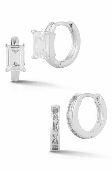Set of 2 Cubic Zirconia Huggie Hoop Earrings