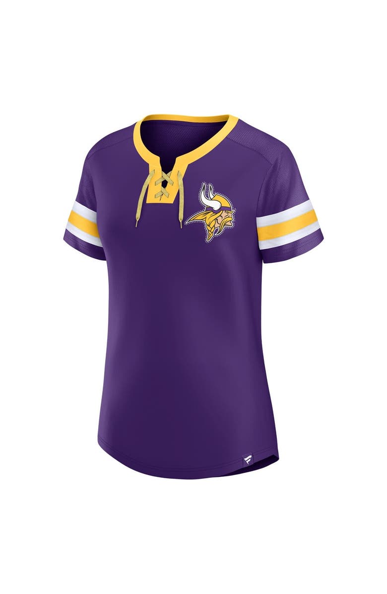 FANATICS Women's Fanatics Purple Minnesota Vikings Bling Athena Jersey Style Lace-up T-Shirt, Alternate, color,
