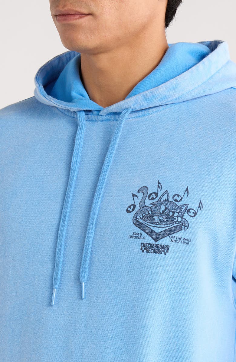 Vans Scratched Records Fleece Pullover Hoodie, Alternate, color, Tranquil Blue