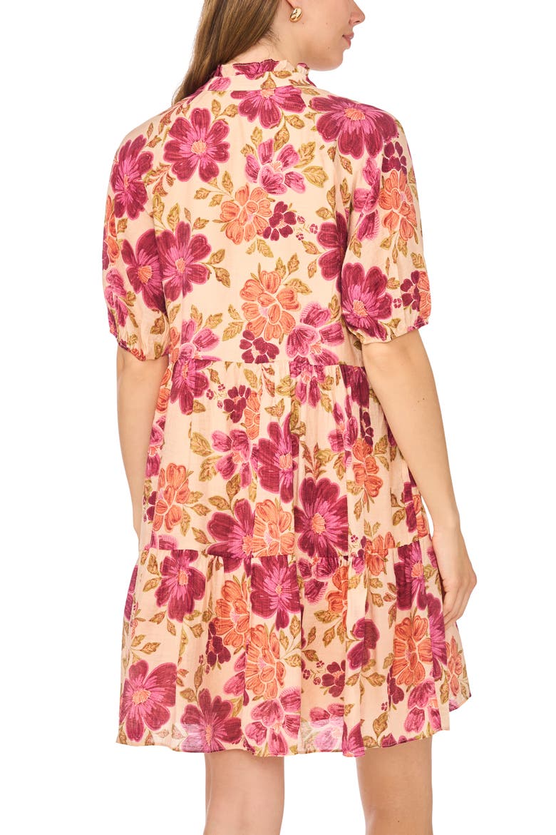 Floral Short Sleeve Tiered Dress, Alternate, color, PINK MULTI