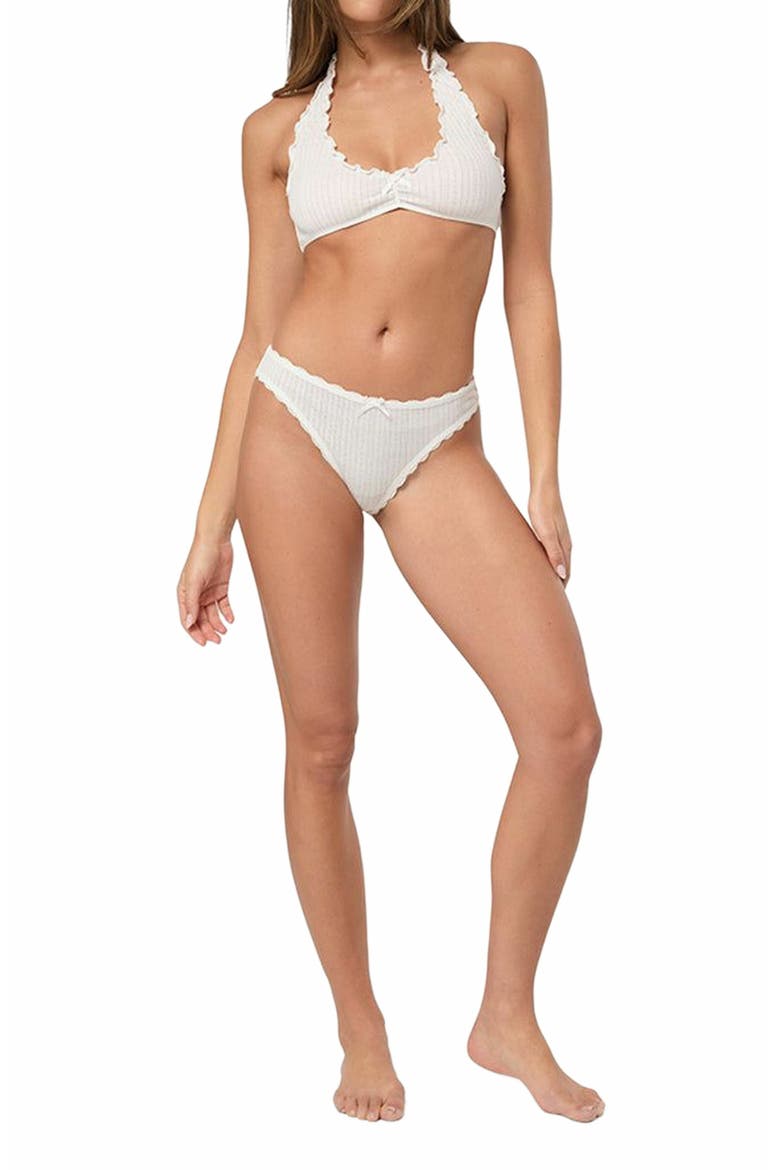 Ruffle Halter Bra, Alternate, color, IVORY