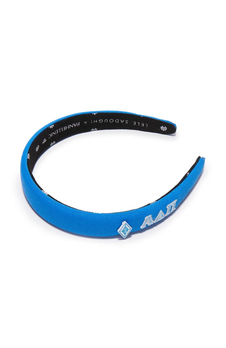 Lele Sadoughi Alpha Delta Pi Charlotte Headband, Main, color, Azure 400