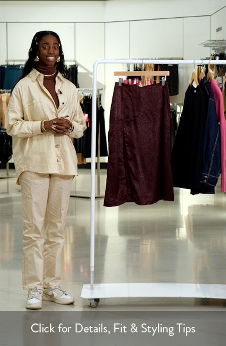 Slit Satin Midi Skirt, sales video thumbnail