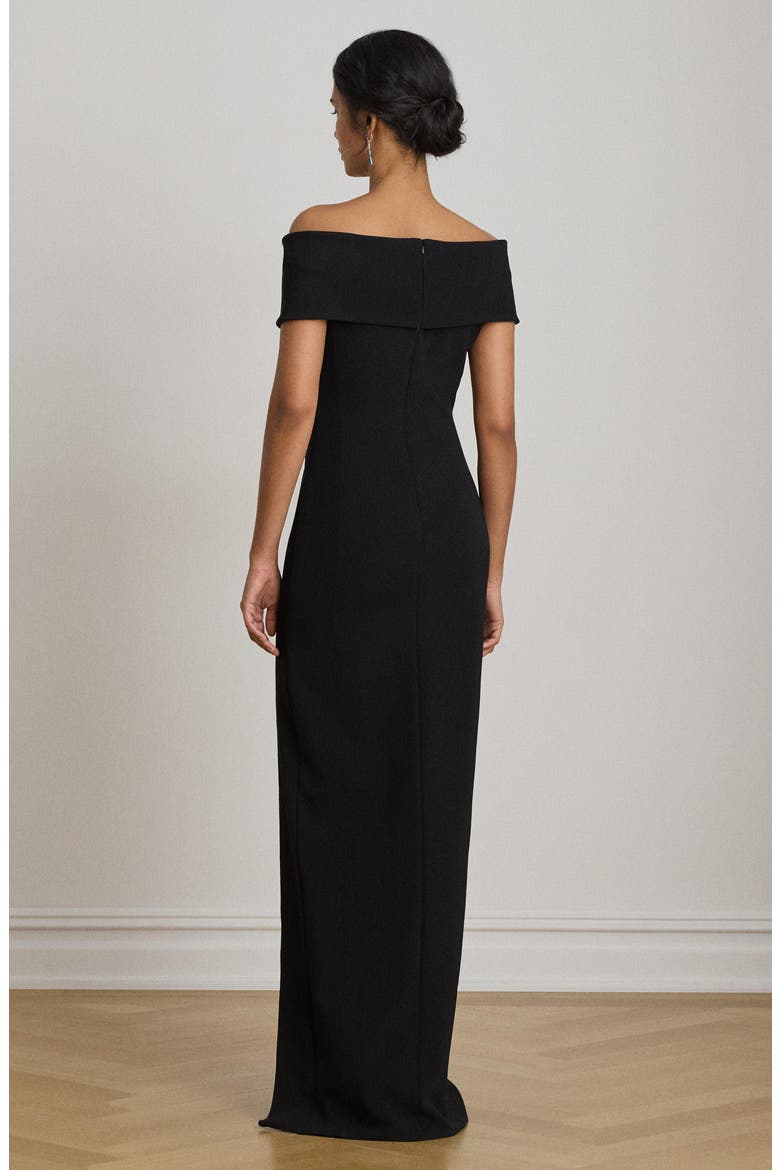 Off the Shoulder Faille Gown, Alternate, color, BLACK