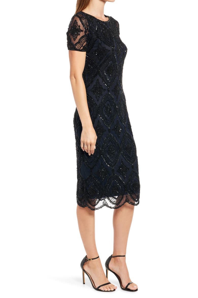 Stain Glass Beaded Cocktail Dress, Alternate, color, BLACK