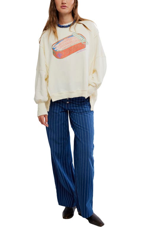 Free People Camden Oversize Graphic Sweatshirt In White