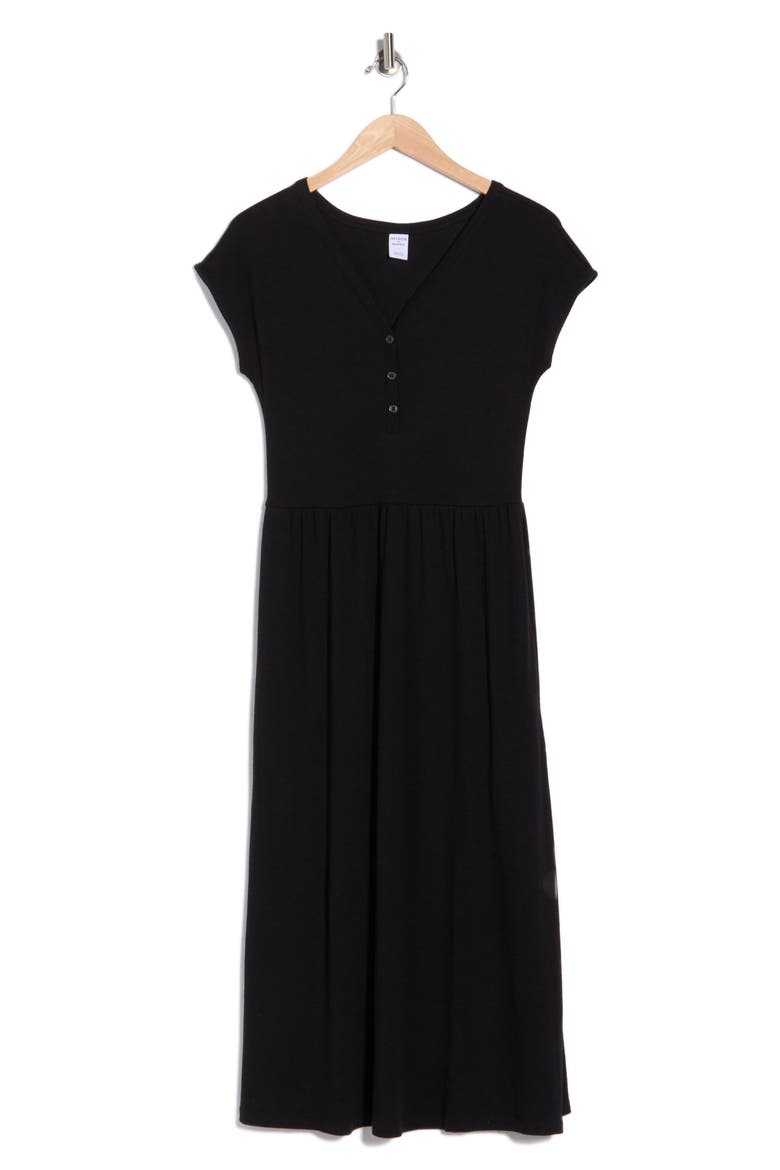 Henley Midi Dress, Alternate, color, BLACK