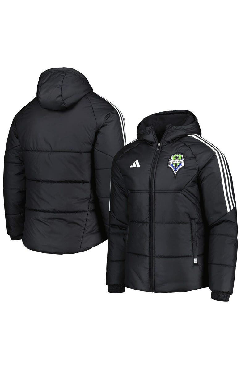 adidas Men's adidas Black Seattle Sounders FC Winter Raglan Full-Zip Hoodie Jacket, Main, color, 