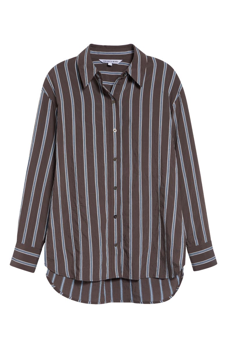 Veronica Beard Lloyd Stripe Woven Shirt, Main, color, Dark Mocha
