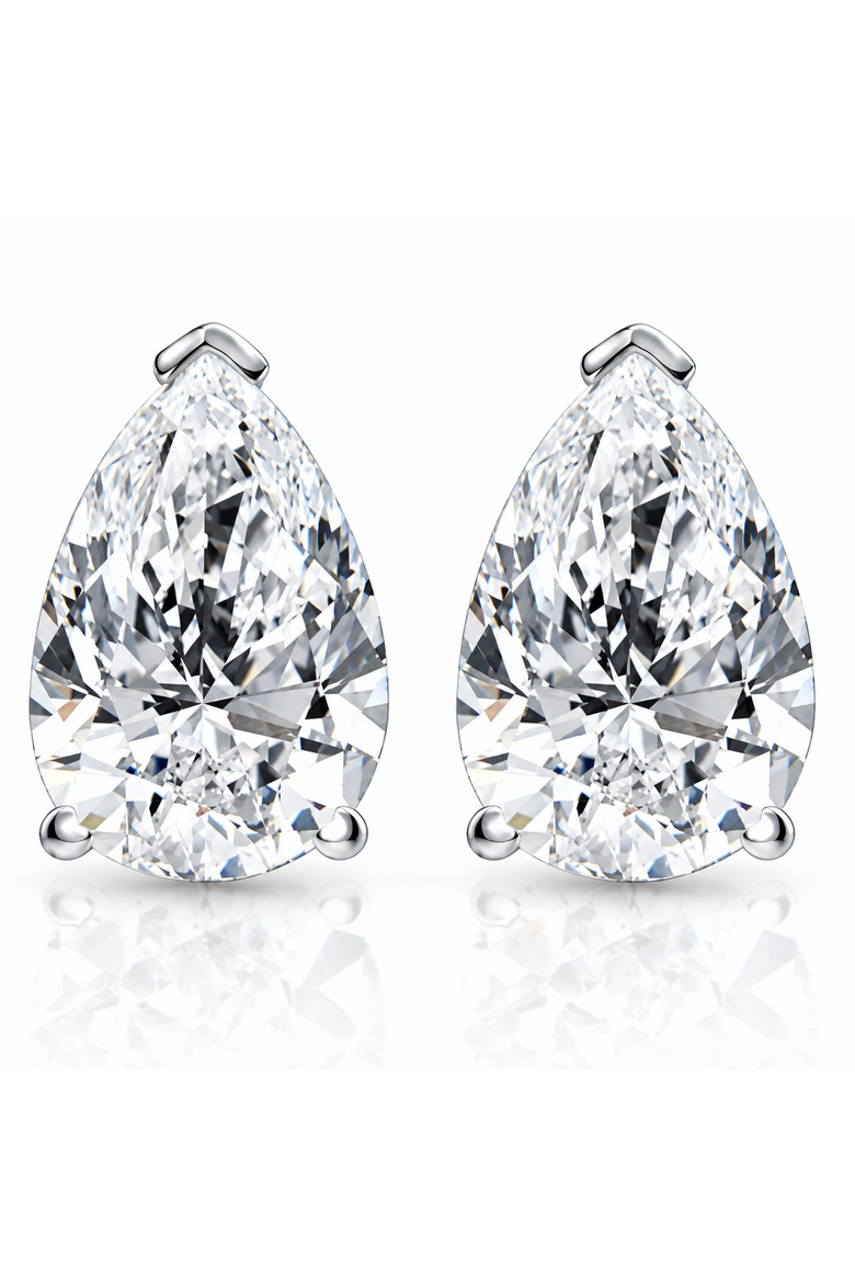 2 Ct Lab Grown Pear Shape Diamond Studs 14k Gold Earrings, Main, color, 14k White Gold