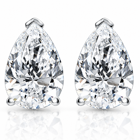 2 Ct Lab Grown Pear Shape Diamond Studs 14k Gold Earrings