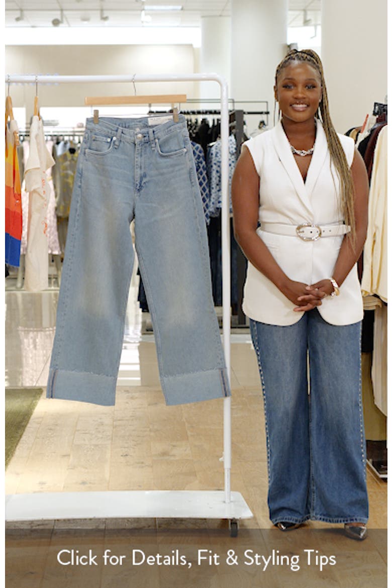 Andi High Waist Raw Cuffed Ankle Wide Leg Jeans video