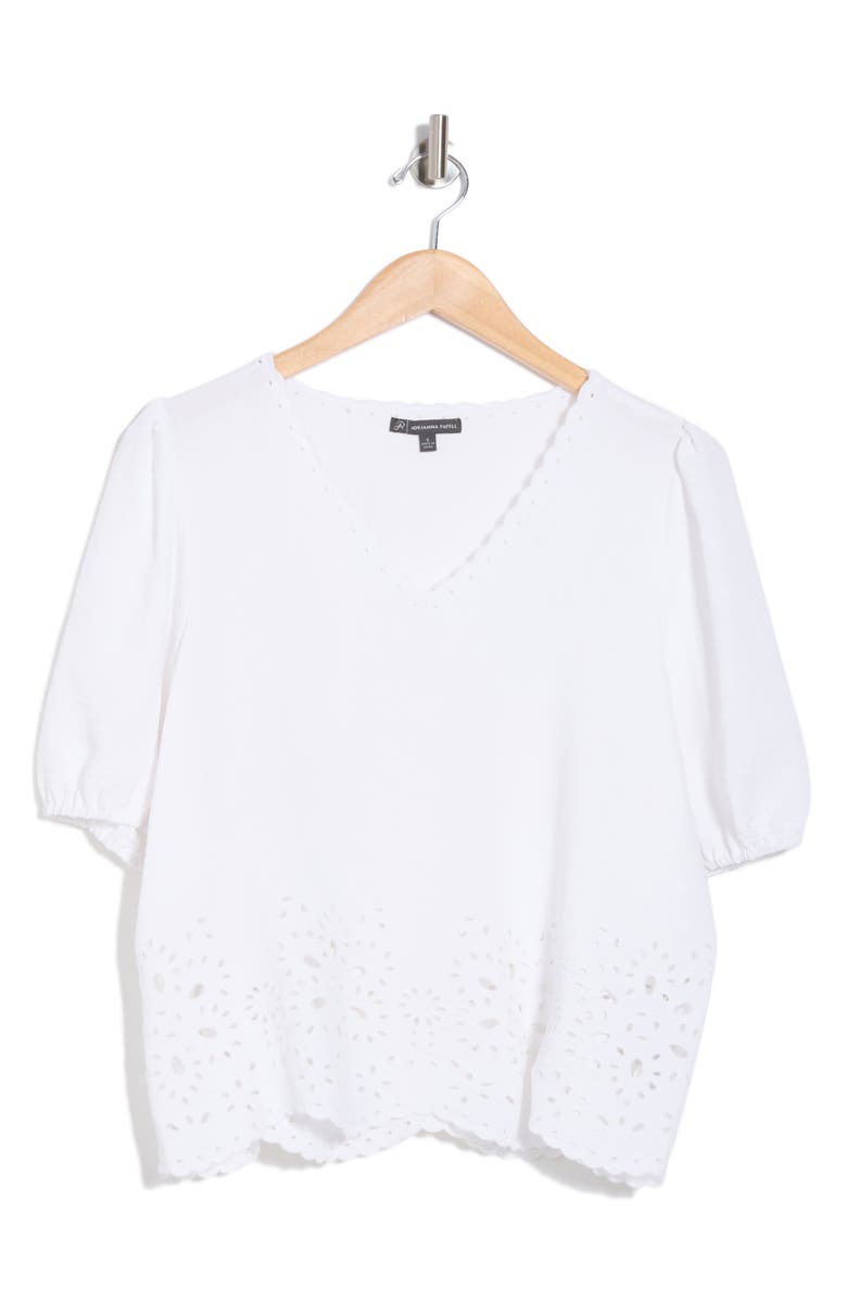 Adrianna Papell Eyelet Embroidered Shirt, Alternate, color, White