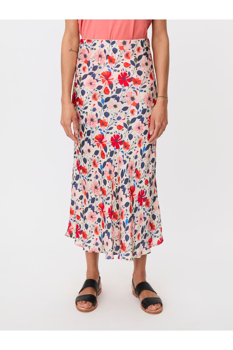 High-Waist Floral Midi Skirt, Main, color, Poinsettia