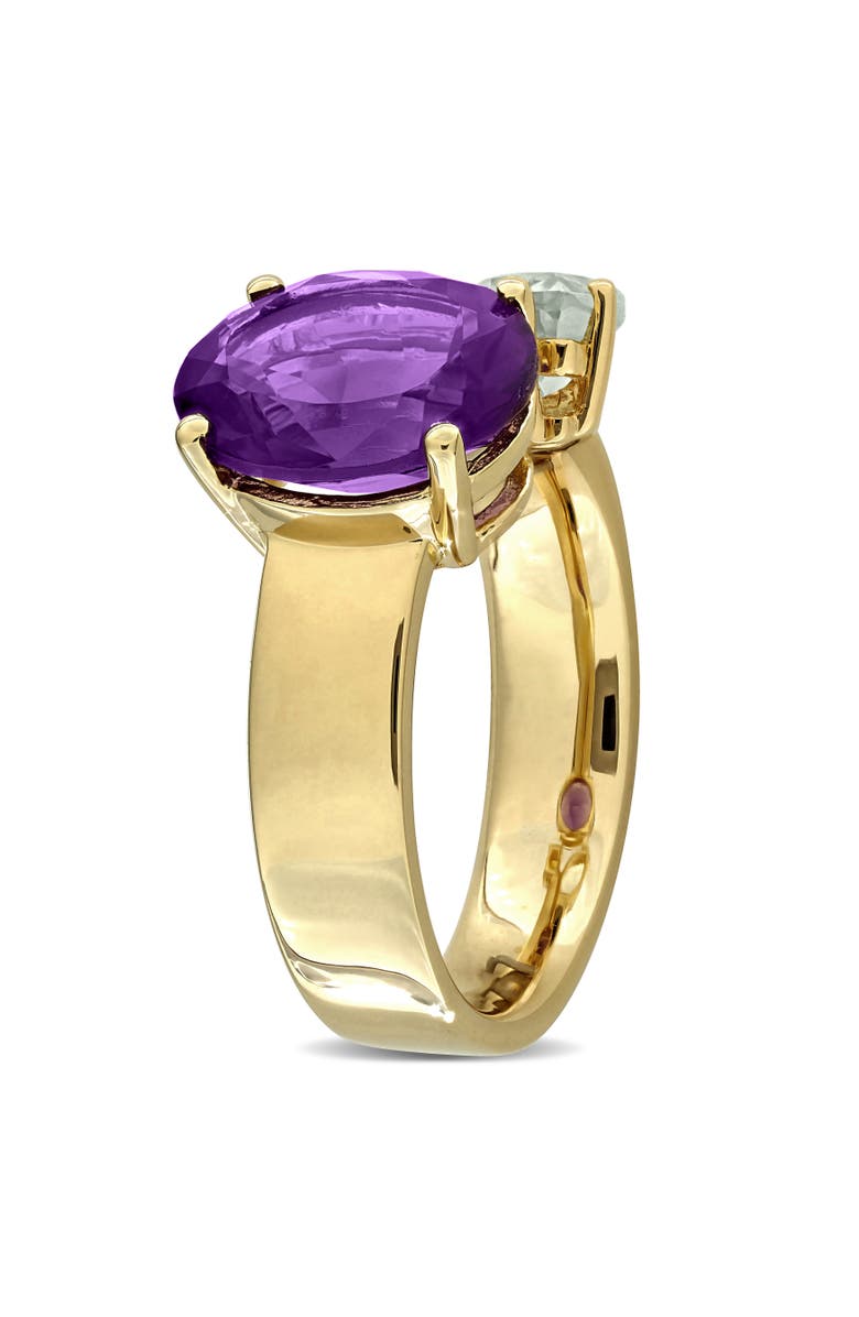 Julianna B. Gemstone 3-Stone Open Ring Yellow Plated Silver, Alternate, color, Amethyst