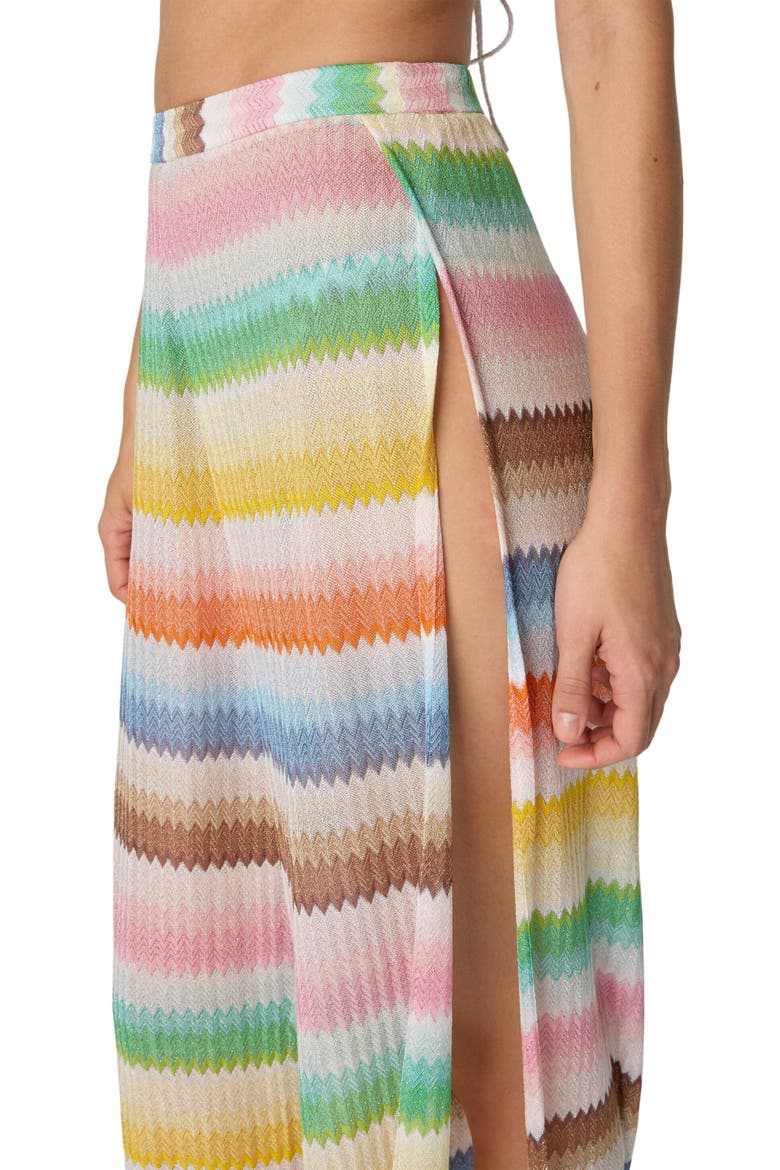 Beach Cover-up Pants With Dégradé Zigzag Pattern And Slits, Alternate, color, Multicoloured