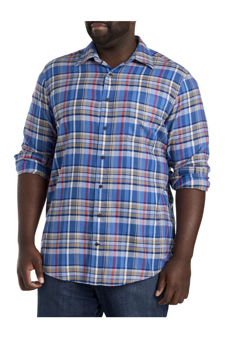 Big & Tall Plaid Sport Shirt, Main, color, DELFT