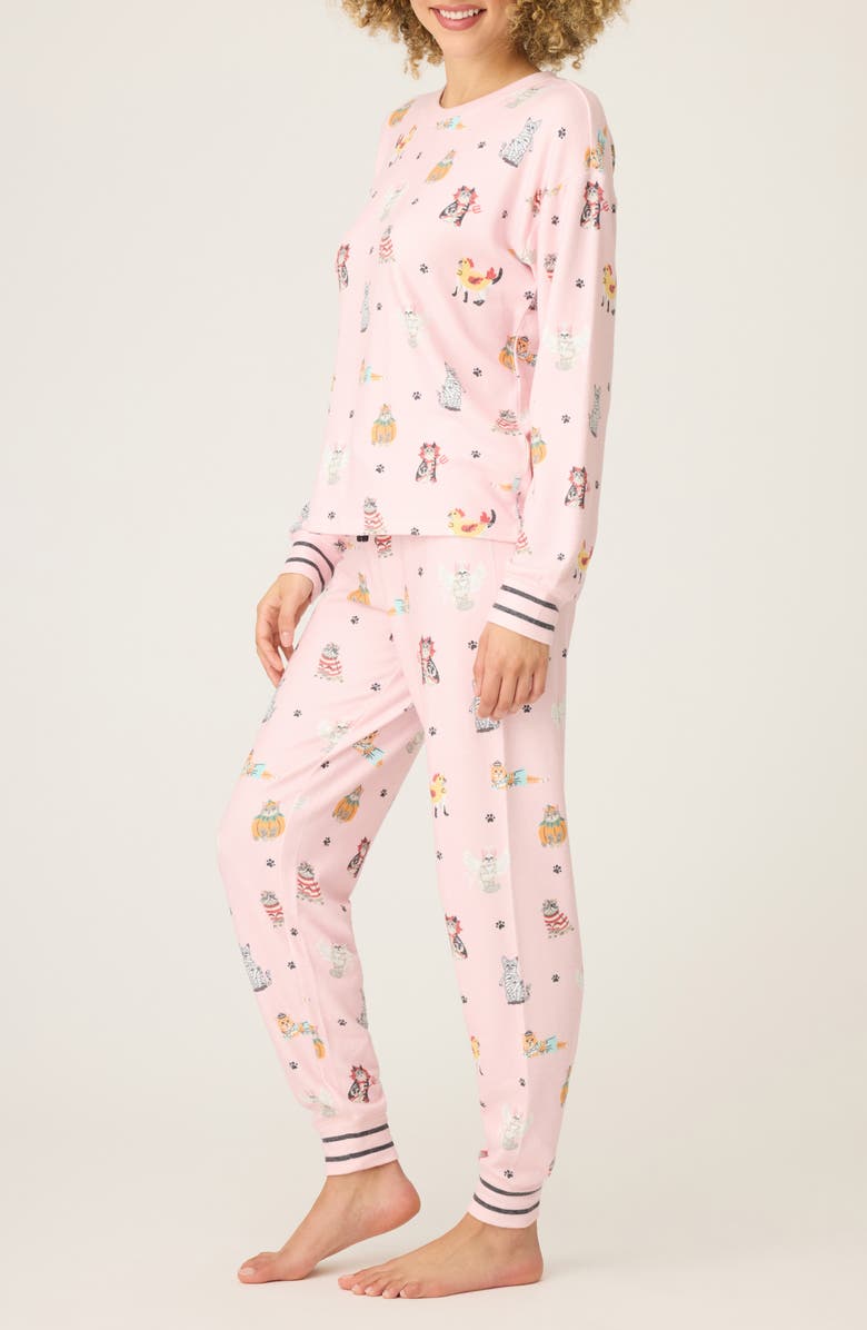 PJ Salvage Feline Spooky Pajamas, Alternate, color, Ballet Pink