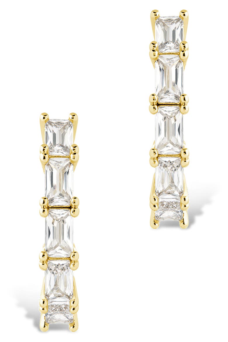 Baguette Cubic Zirconia Huggie Hoop Earrings, Alternate, color, GOLD